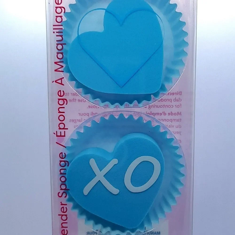 Makeup Blender Sponge 3pc Blue Heart Shaped Cupcake Sweet Girlfriend Gift